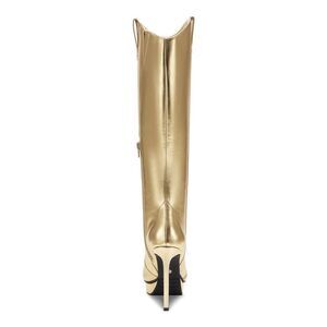 THALIA SODI Womens Beige Cushioned Pointed Toe Stiletto Zip-Up Dress Heeled Boots M main image 1